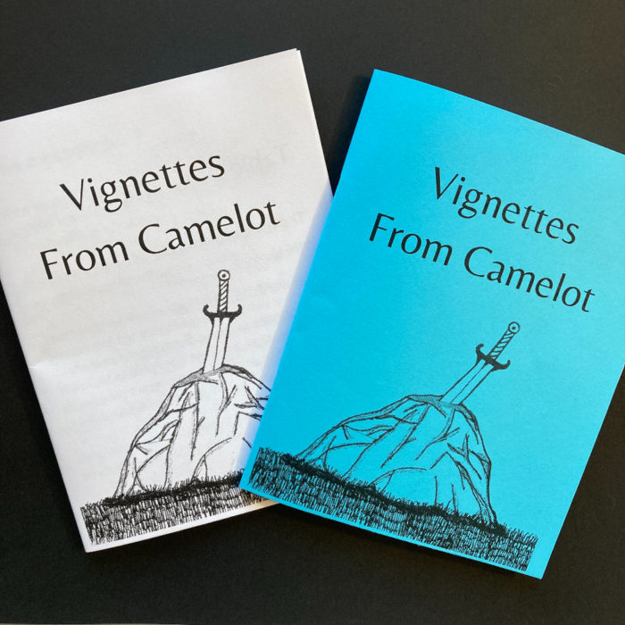 White and blue covers for Vignettes From Camelot zine