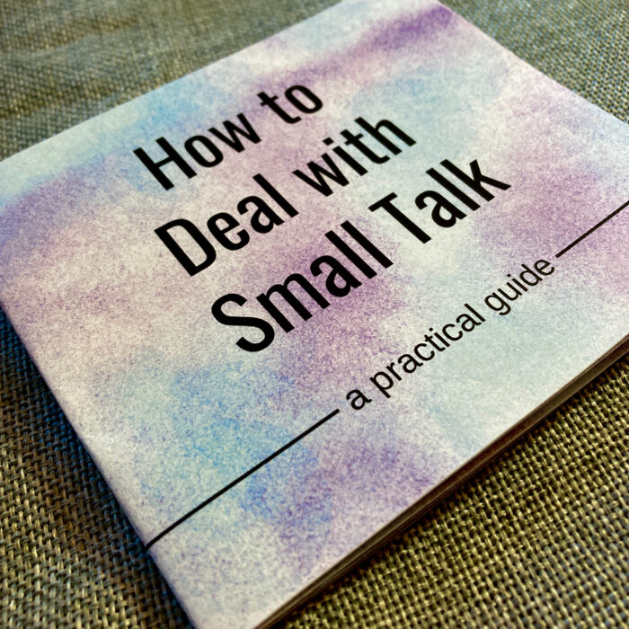 The cover of "How to Deal with Small Talk." The image is from a low angle to show the detail of the blended purple and blue colors.