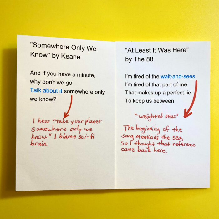 Pages 3 and 4 in "Song lyrics I mishear"